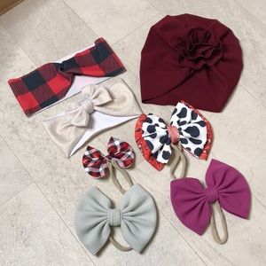 Lot of Hair Bows on Nylon Wrap Hat